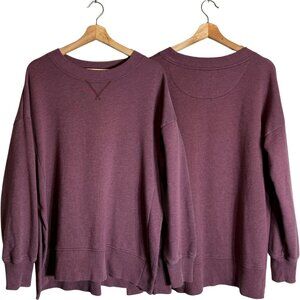 Aerie Oversized Fleece Crewneck Sweatshirt Pullover Women's Small Maroon Lounge